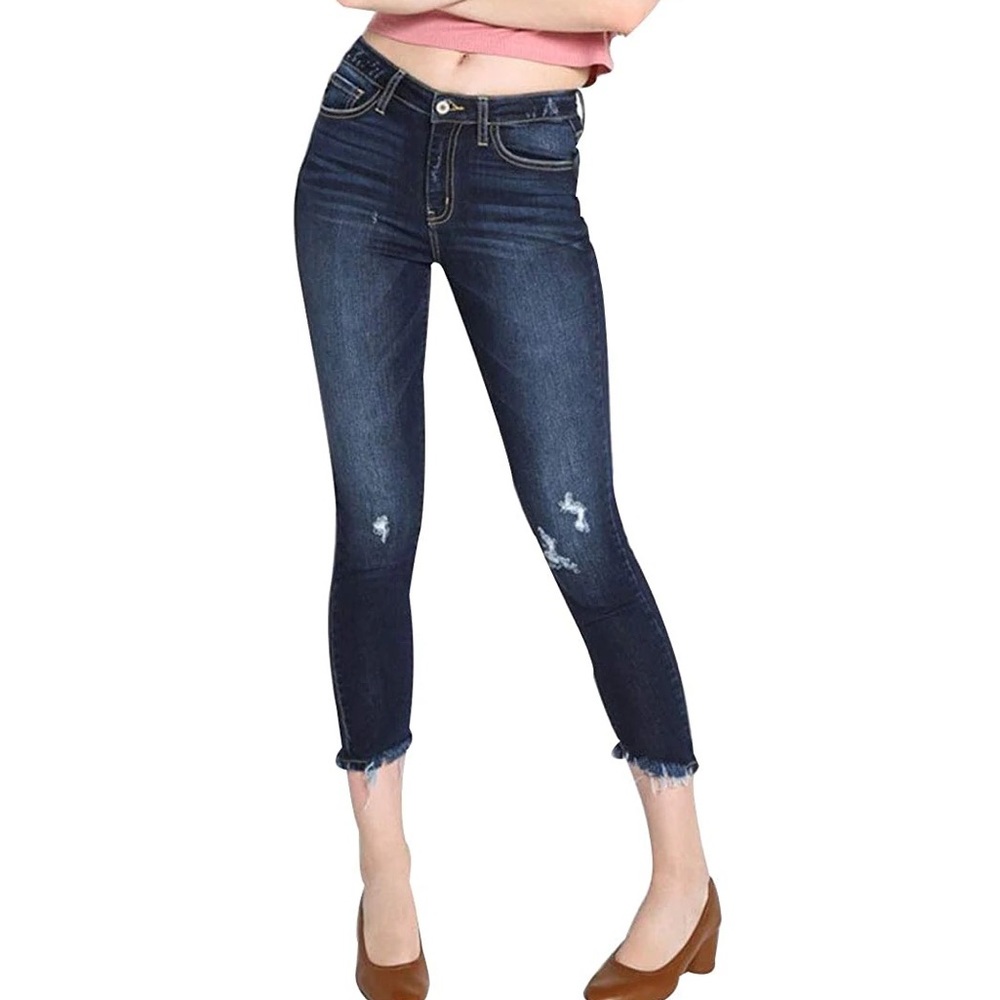 KanCan High Rise Raw Hem Ankle Skinny Jeans: Size 3 / 25